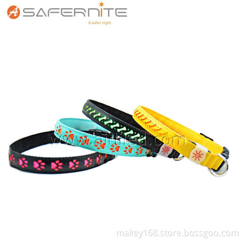 Yellow Led Flashing Lights Illuminating Dog Collar